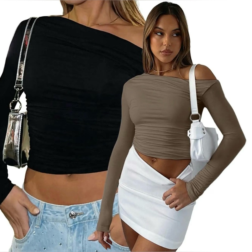2 Asymmetrical Cropped Long-sleeve